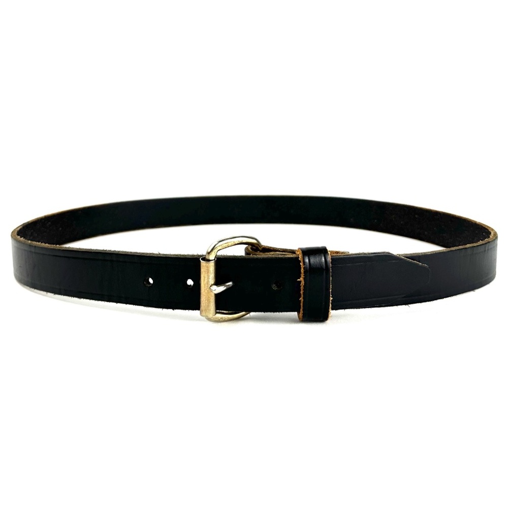 Vintage Genuine Cowhide Leather Belt in Black with Brown Trim